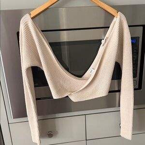 Cream Ribbed Knit Sweater